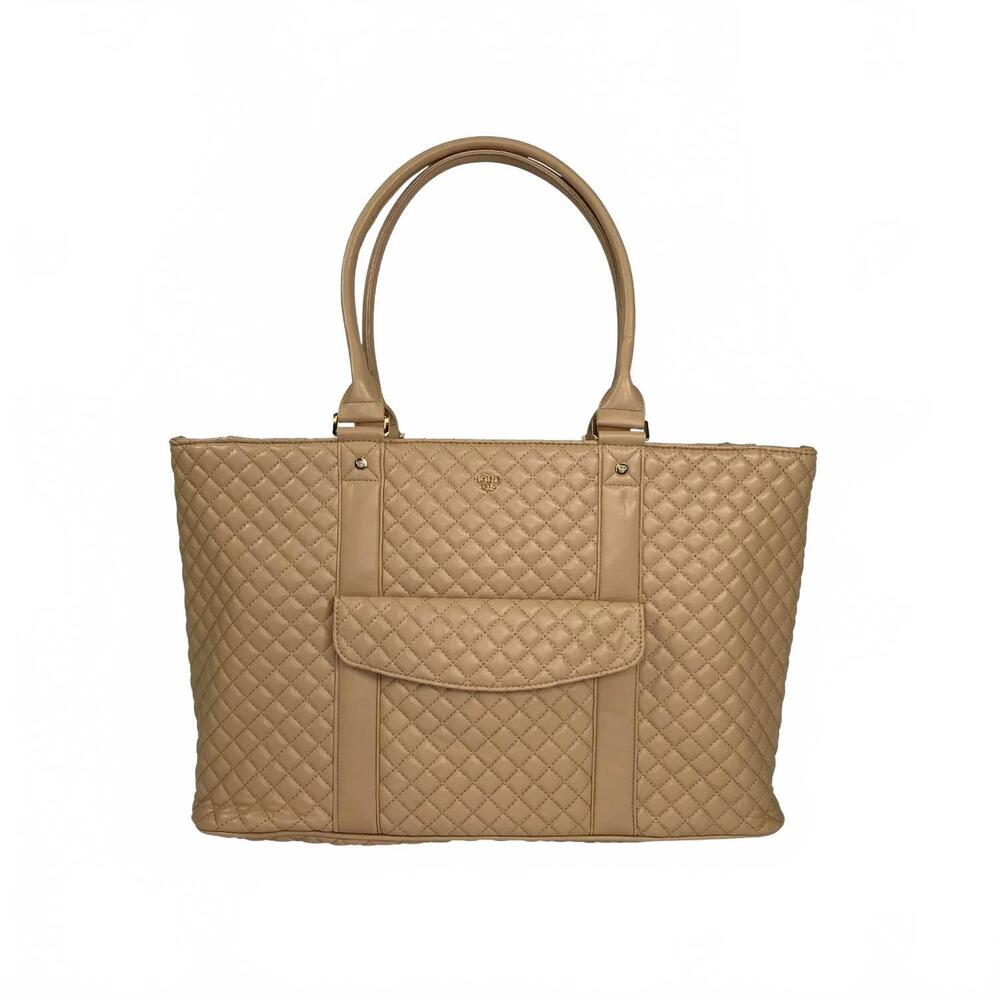 NEW PURSEN women's quilted vip travel tote bag in nude